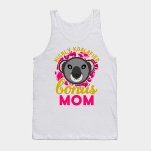 Highly Koalafied Bonus Mom Koala Cartoon Pink Yellow Text Tank Top